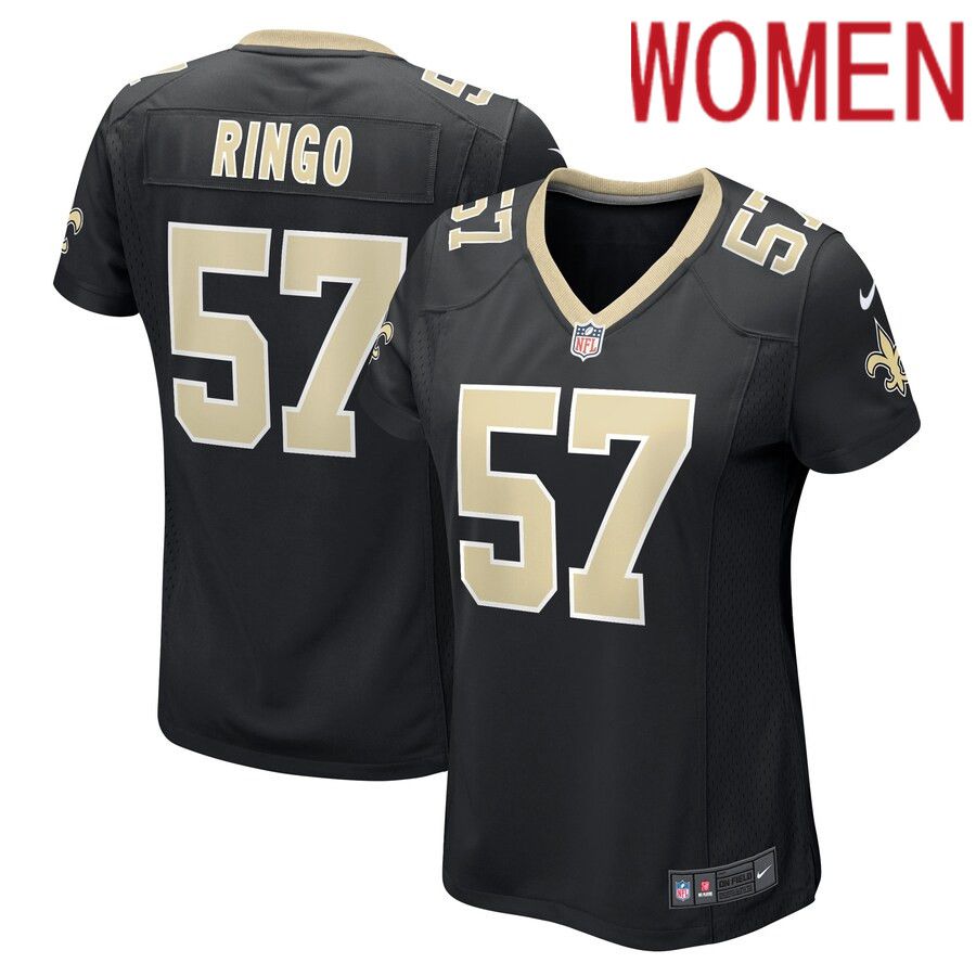 Women New Orleans Saints #57 Christian Ringo Nike Black Game Player NFL Jersey->women nfl jersey->Women Jersey